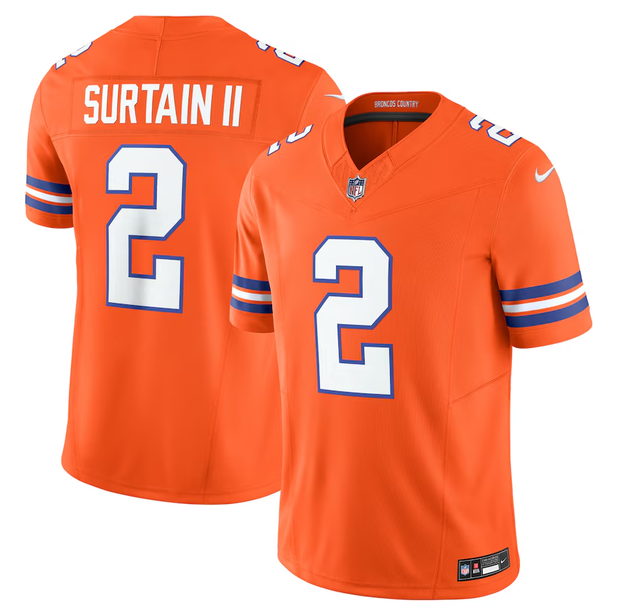 Jersey NFL Denver Broncos Vapor F.U.S.E. Limited Orange Mile High Collection 1977 Throwback