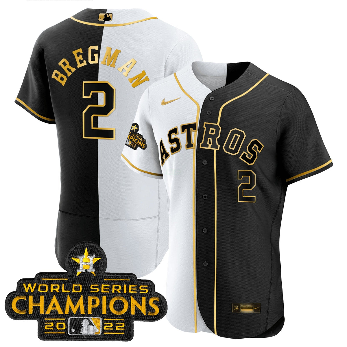 MLB 2023 Flex Base Split Black & White Gold Jersey
