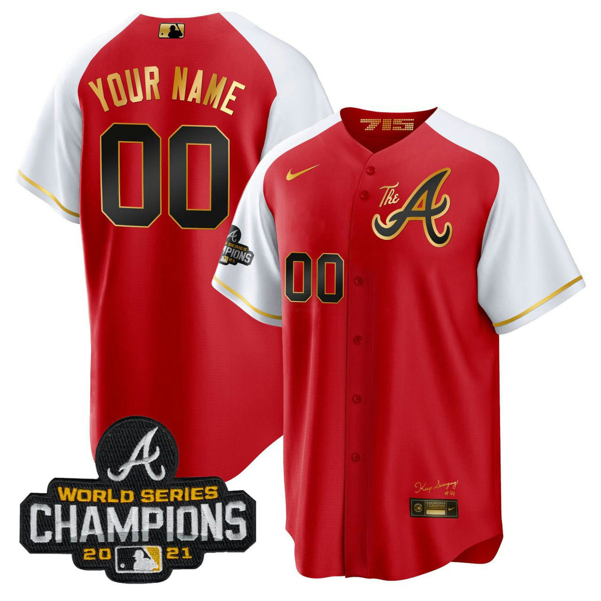 MLB Atlanta Red White Alternate Jersey - Red White