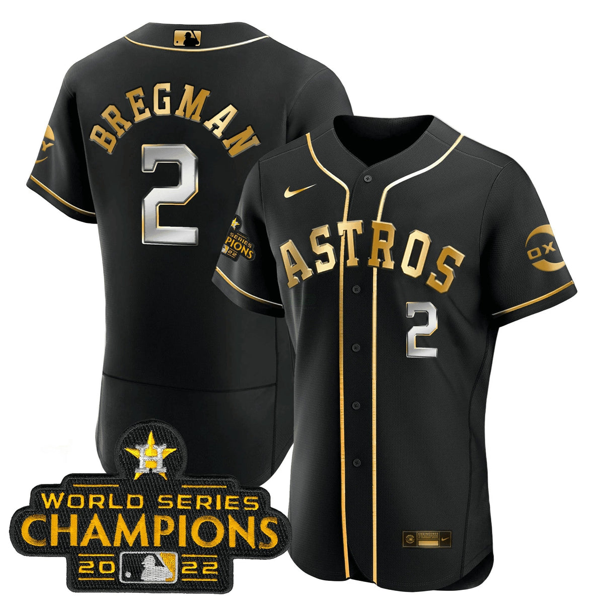 MLB Houston 2022 Champions Black Gold Rush Flex Base Jersey