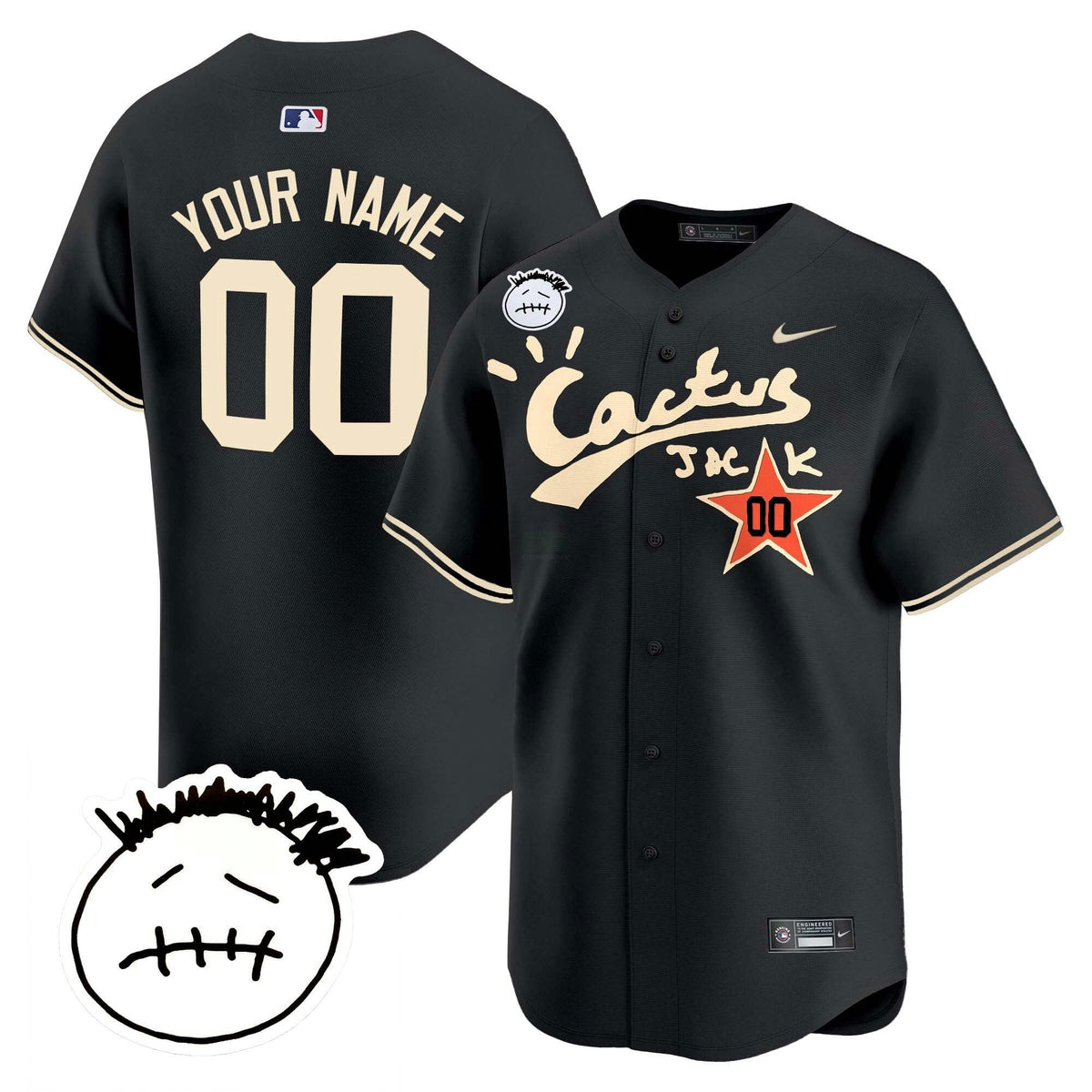 MLB Houston Cactus Jack Patch Vapor Premier Limited Jersey V4 – Stitched