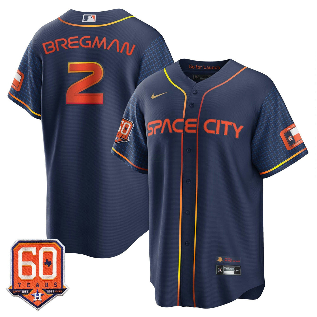 MLB Houston Cool Base 60th Anniversary Patch Space City Jersey