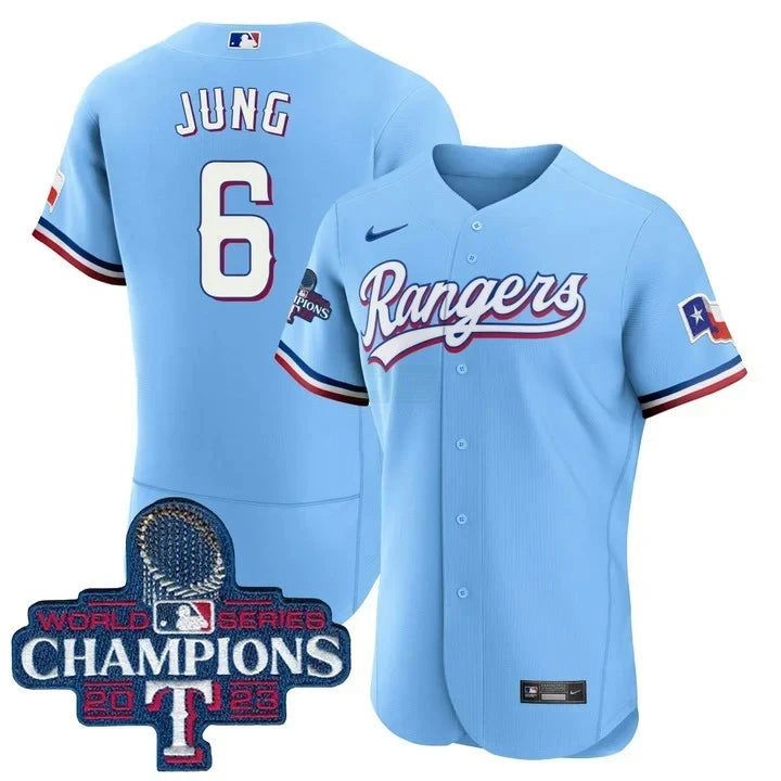 MLB Josh Jung Texas World Series Champions Baby Blue Jersey - Baby Blue