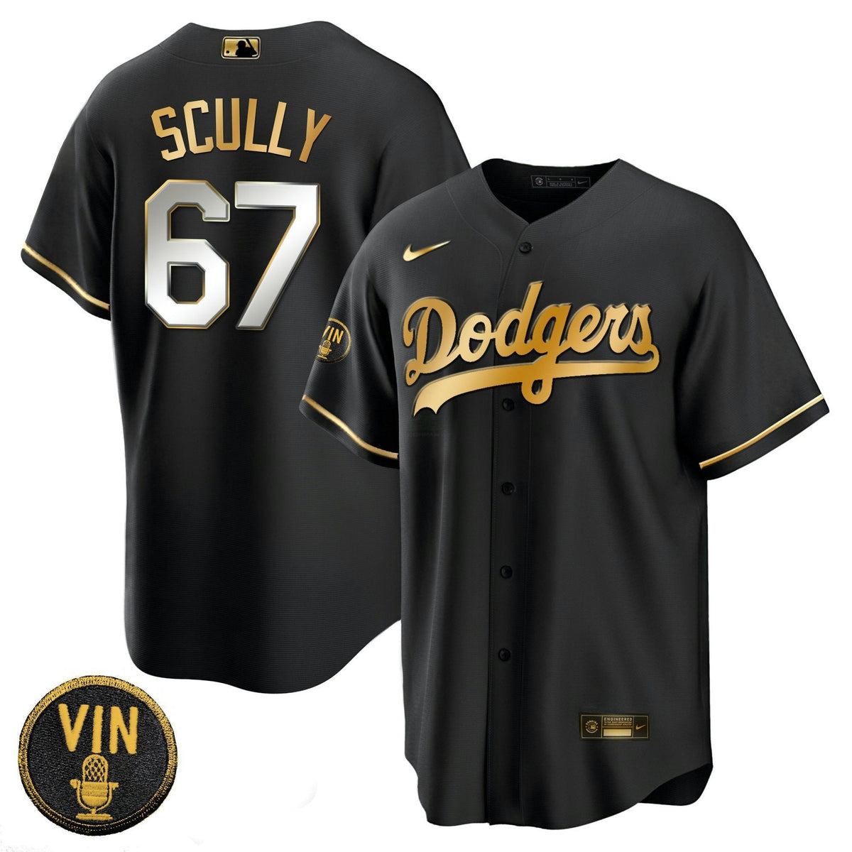 MLB Los Angeles Vin Scully Patch Gold Trim Jersey