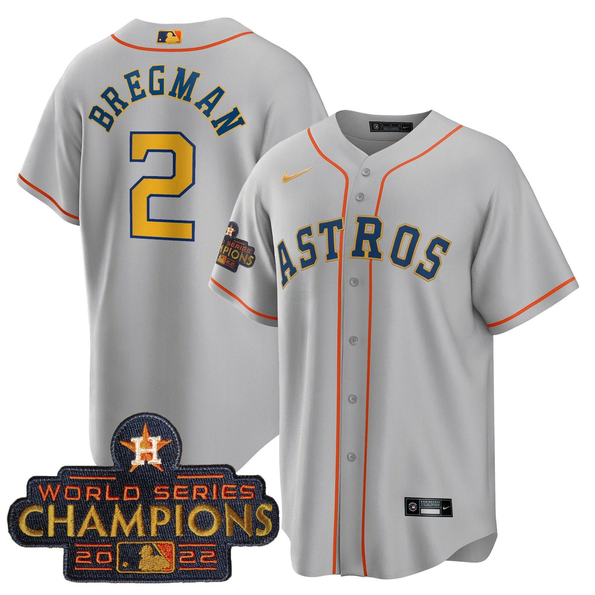 MLB Men’s 2023 Champions Gray Gold Jersey