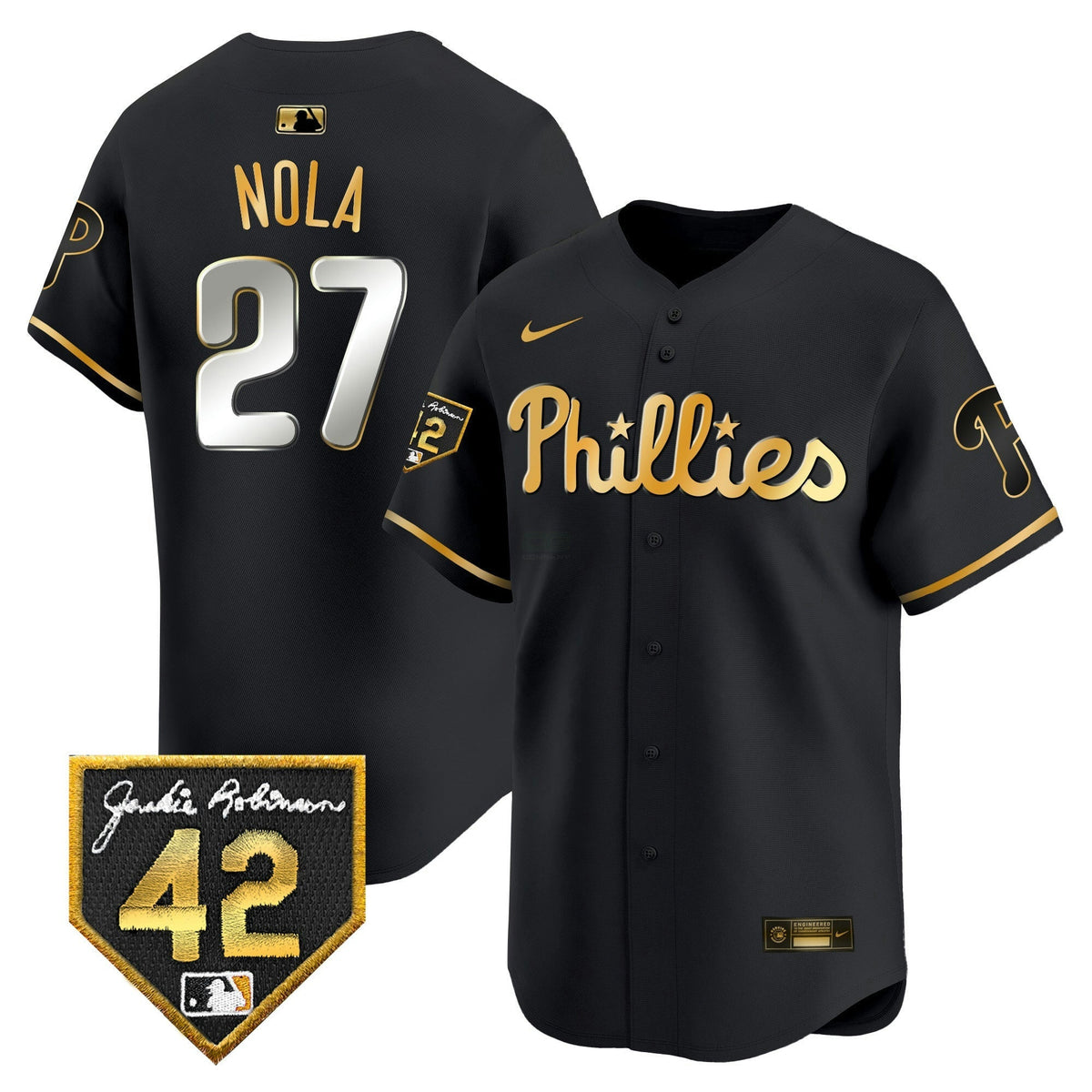 MLB Philadelphia Phillies Men’s 2024 Jackie Robinson Patch Vapor Premier Limited Jersey