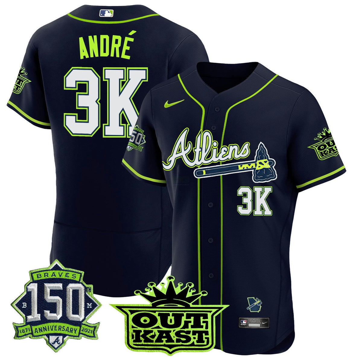 MLB Men’s Atlanta Atliens 150th Anniversary Patch Flex Base Jersey