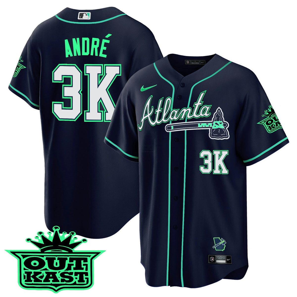 MLB Men’s Atlanta Outkast Cool Base Jersey V3 – Galaxy Version – Stitched