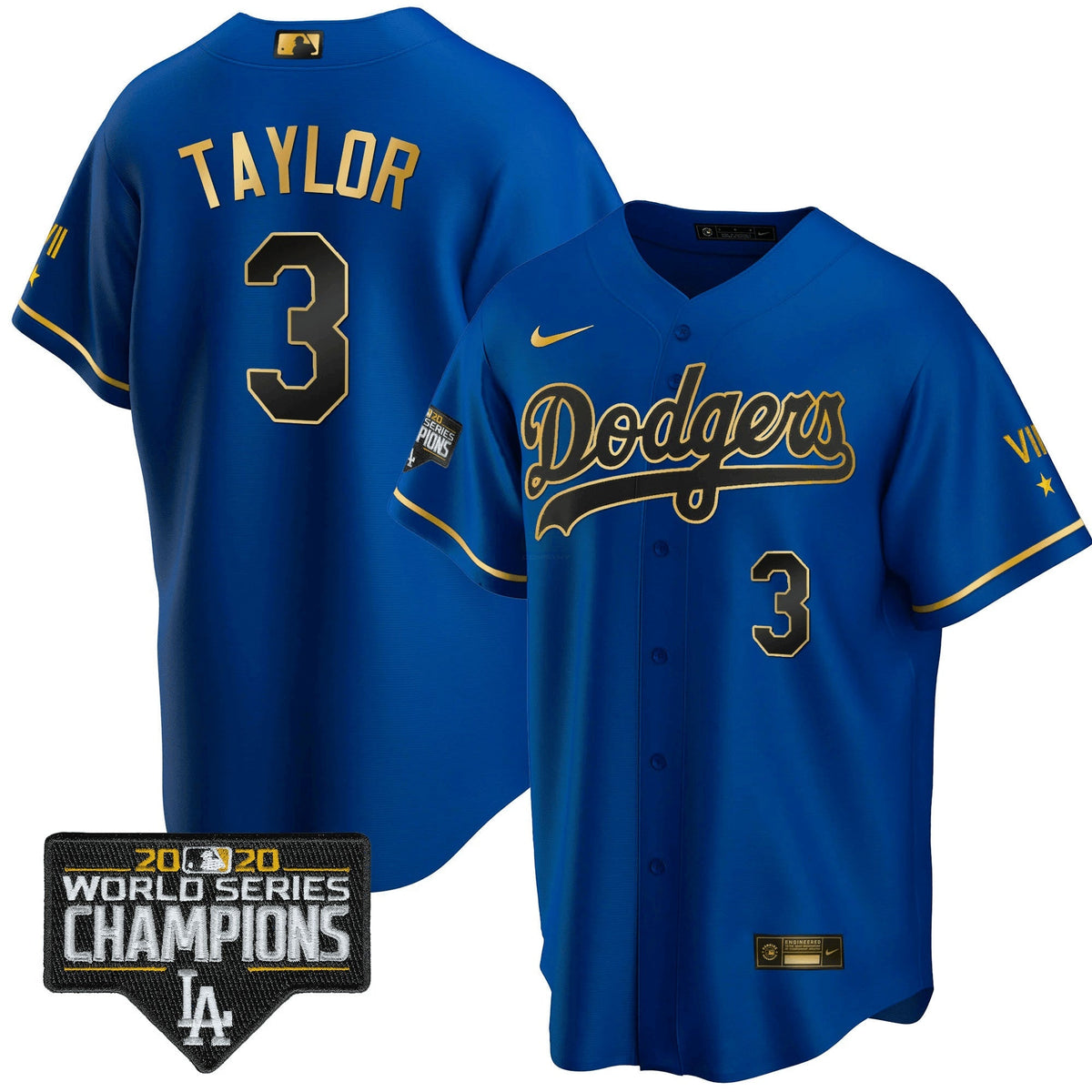 MLB Men’s Royal Blue Gold World Series 2020 Patch Jersey