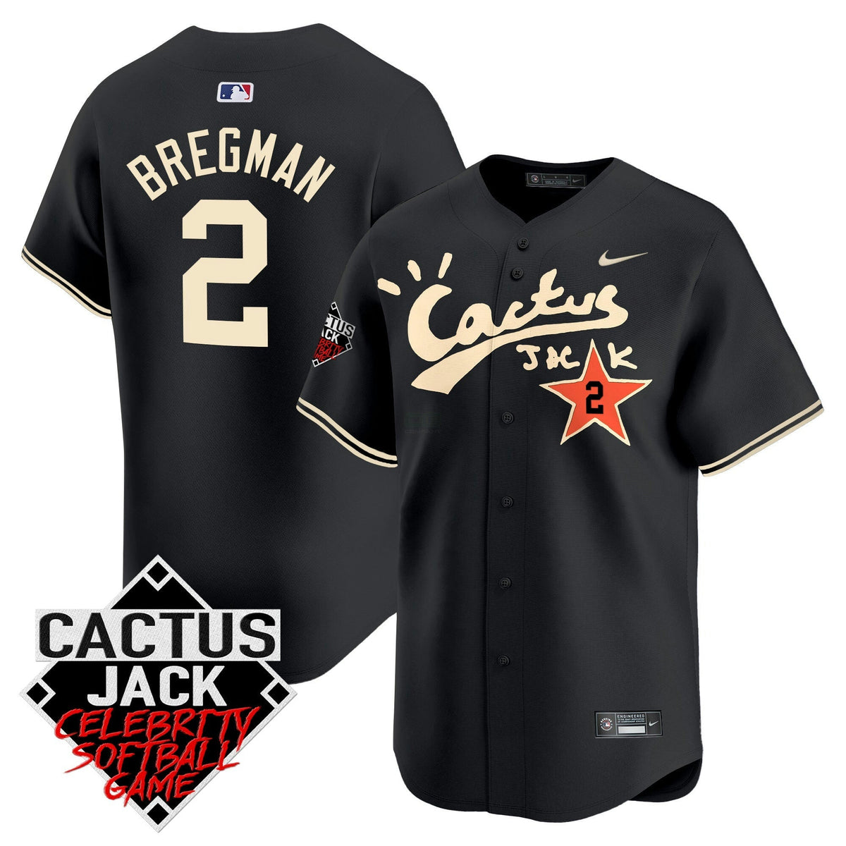 MLB Men’s Cactus Jack Celebrity Softball Game Patch Vapor Premier Limited Jersey V2 – Stitched