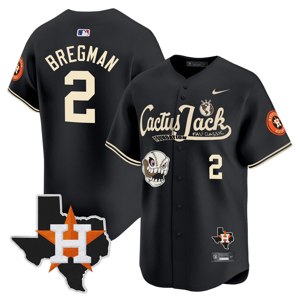 MLB Men’s Houston Cactus Jack Patch Vapor Premier Limited Jersey V8 – Stitched