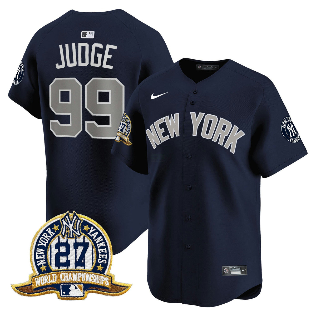 MLB Men’s New York 27 Time Champions Patch Vapor Premier Limited Jersey