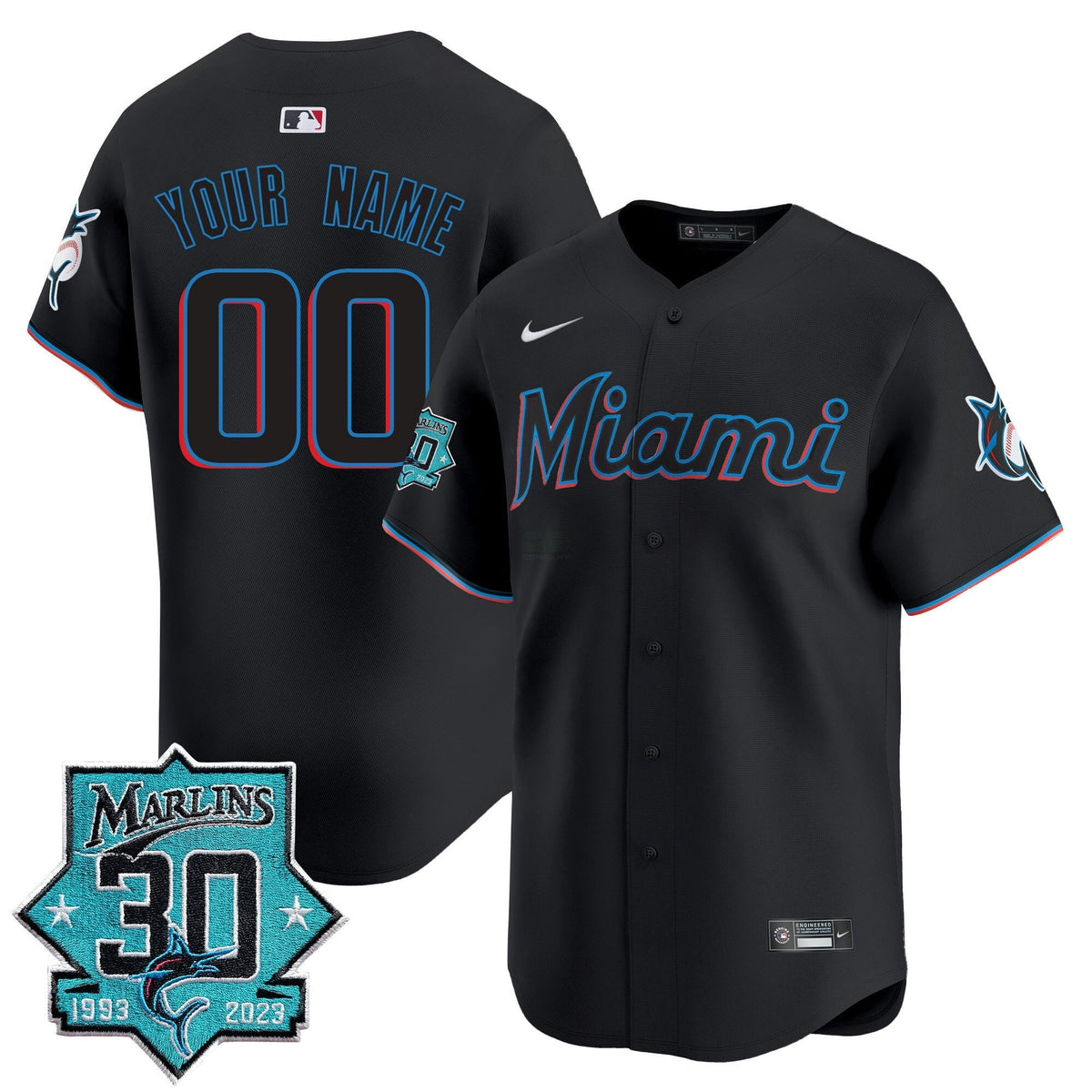 MLB Miami 30 Seasons Anniversary Patch Vapor Premier Limited Jersey