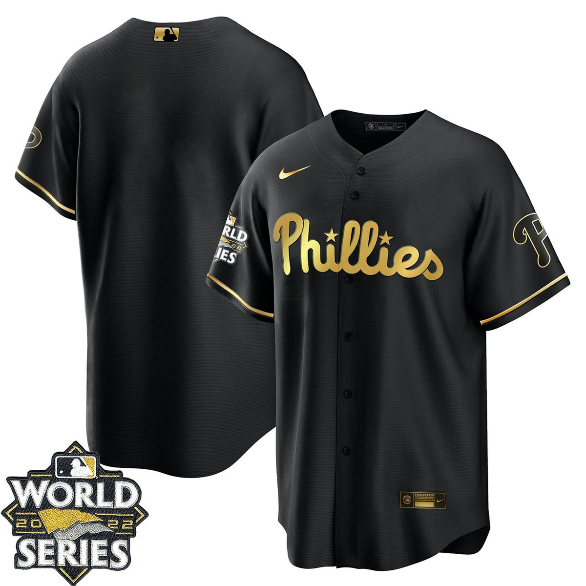 MLB Philadelphia Black Gold & White Gold Team Jersey