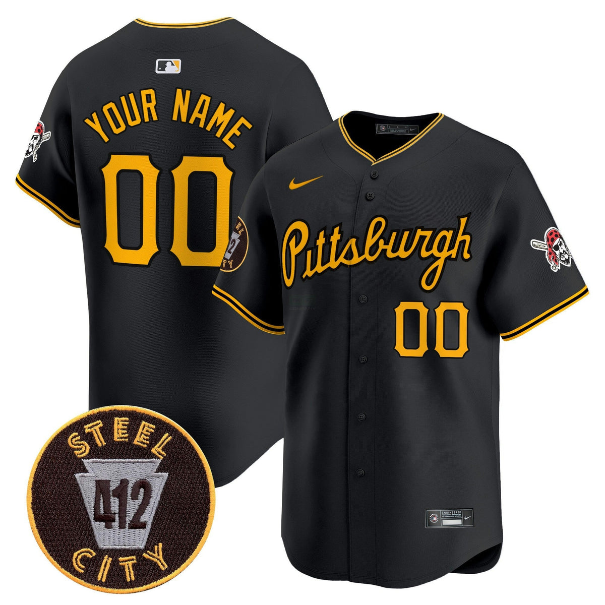 MLB Pittsburgh 412 Patch Vapor Premier Limited Jersey V4
