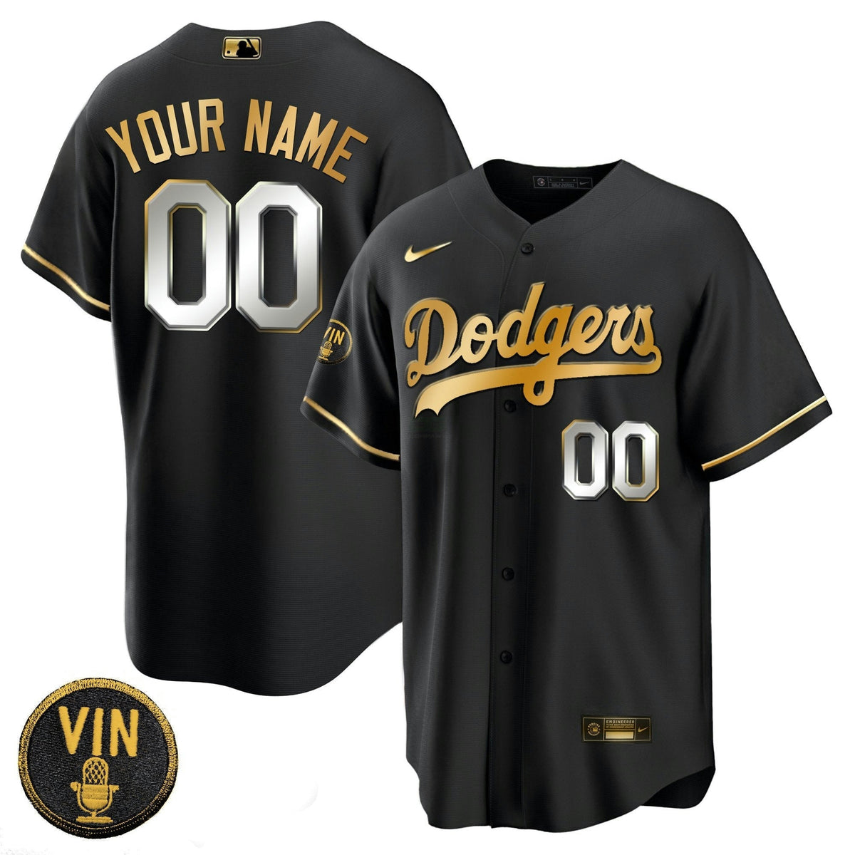 MLB Black Limited Vin Scully Patch Gold Jersey