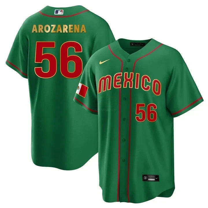MLB Randy Arozarena Mexico Jersey Green Gold - Cool Base
