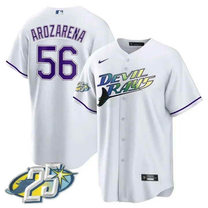 MLB Randy Arozarena Tampa Bay 25th Anniversary White Jersey