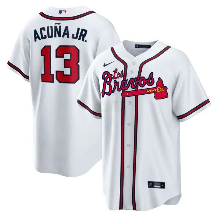 MLB Ronald Acuna Jr. Atlanta Los Bravos White Jersey