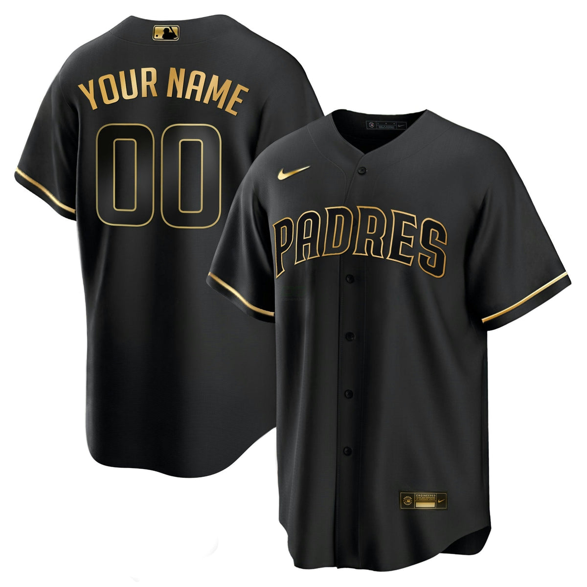 MLB San Diego Black Gold & White Gold Jersey