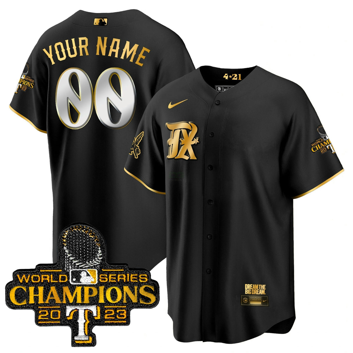 MLB Texas 2023 World Series Champions City Connect Cool Gold Jersey V2