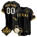 MLB Texas 2023 World Series & Texas State Patch Gold Jersey