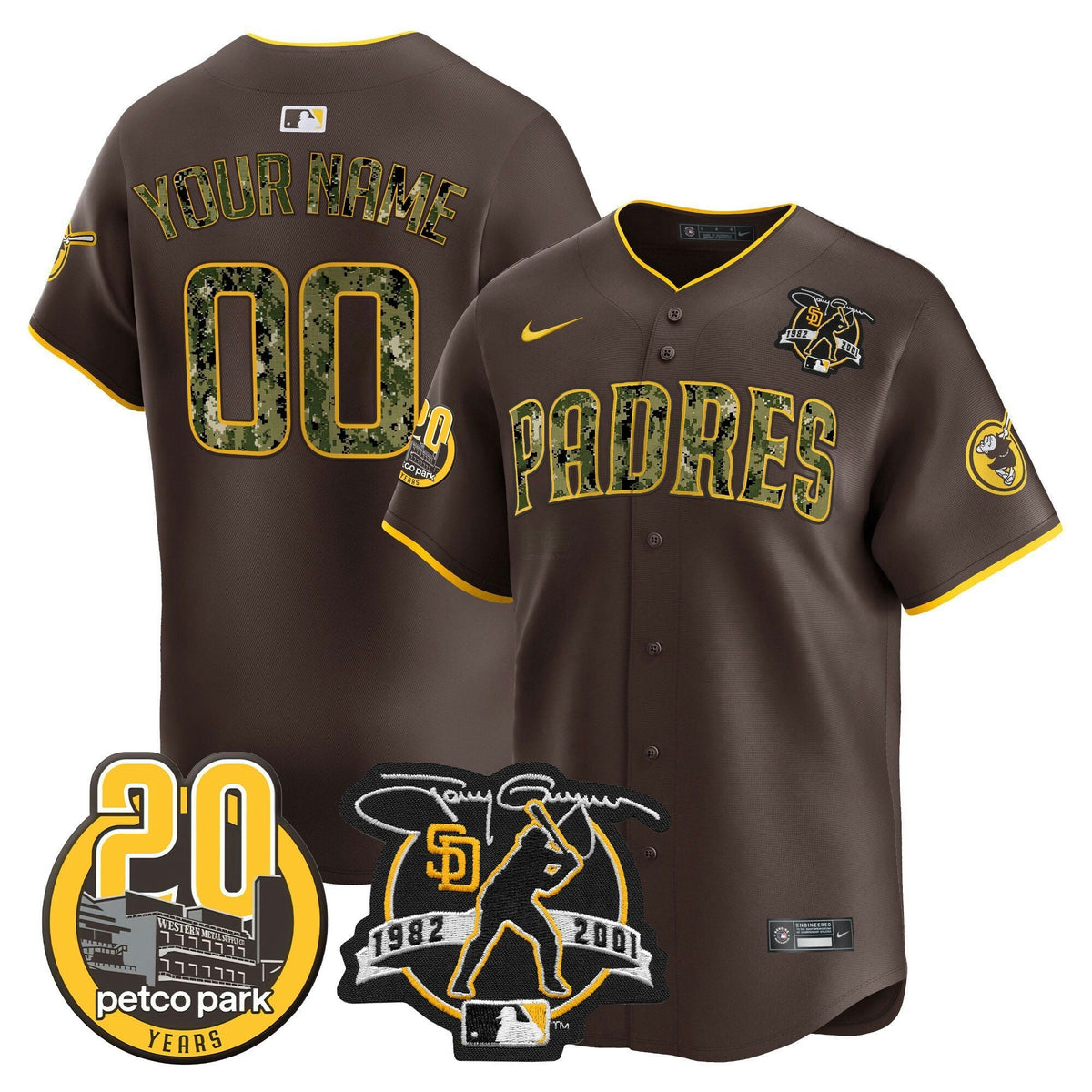 MLB Tony Gwynn & Petco Park 20th Patch USMC Vapor Premier Limited Jersey V2