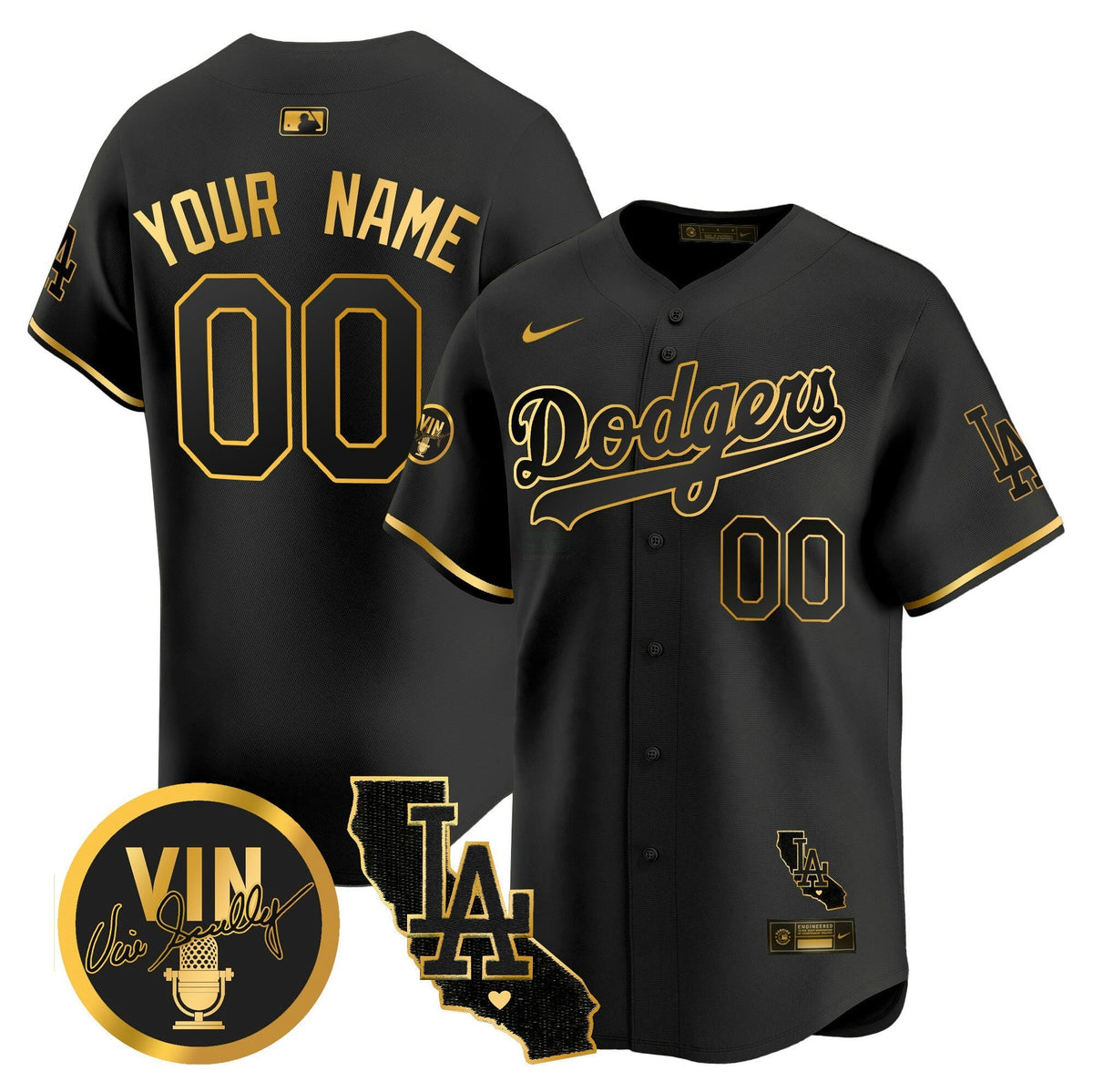 MLB Vin & California Patch Gold Vapor Premier Limited Jersey