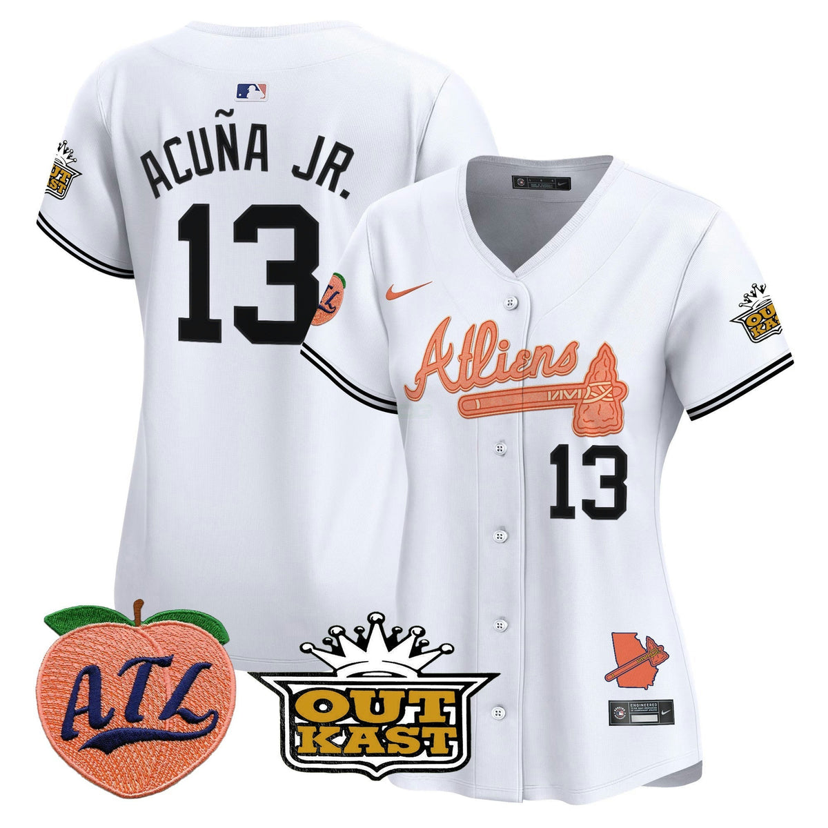 MLB Women’s Atlanta Atliens & Peach Vapor Premier Limited Jersey