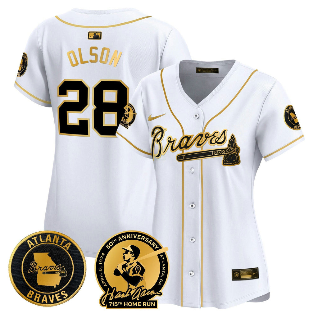 MLB Women’s Atlanta Hank Aaron 715th Home Run Patch Vapor Premier Limited Jersey