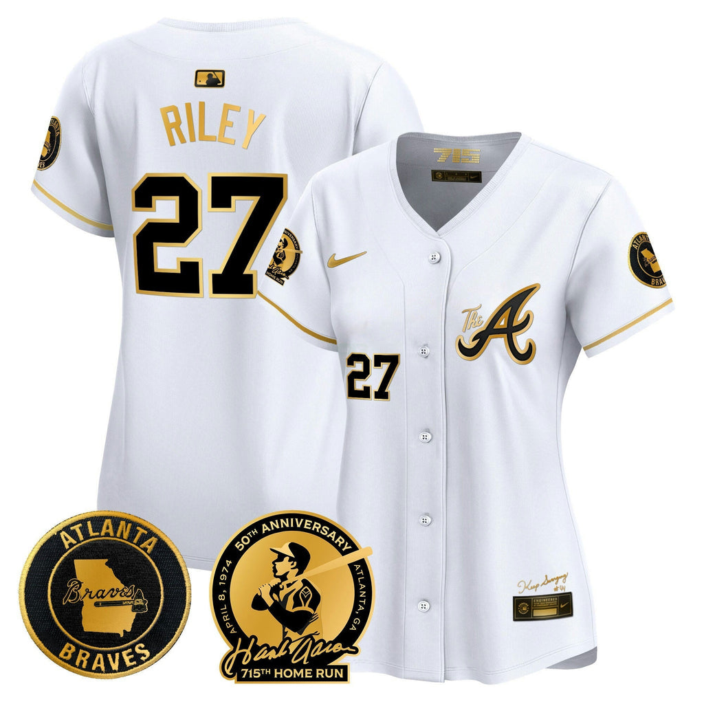 MLB Women’s Atlanta Hank Aaron 715th Home Run Patch Vapor Premier Limited Jersey V2