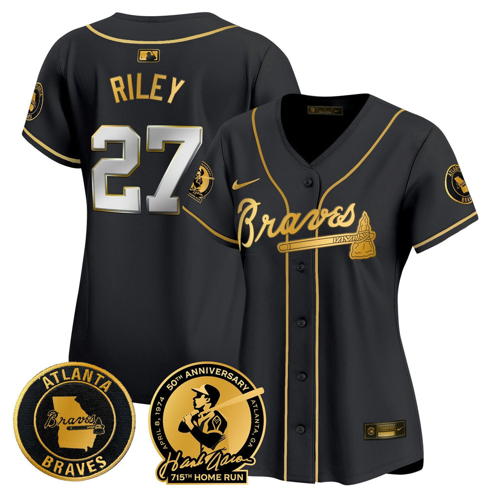 MLB Women’s Atlanta Hank Aaron 715th Home Run Patch Vapor Premier Limited Jersey