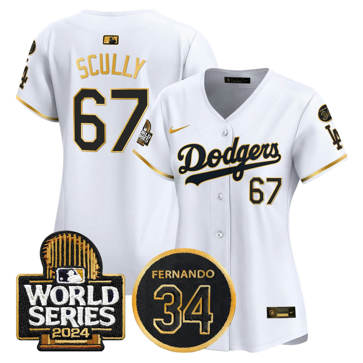 MLB Women’s Fernando Memorial & 2024 World Series Patch Vapor Premier Limited Jersey