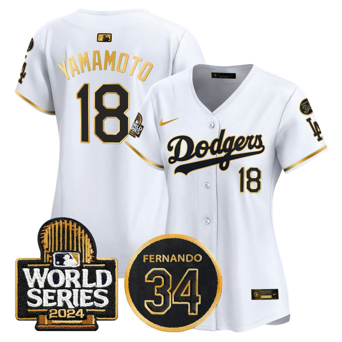 MLB Women’s Fernando Memorial & 2024 World Series Patch Vapor Premier Limited Jersey