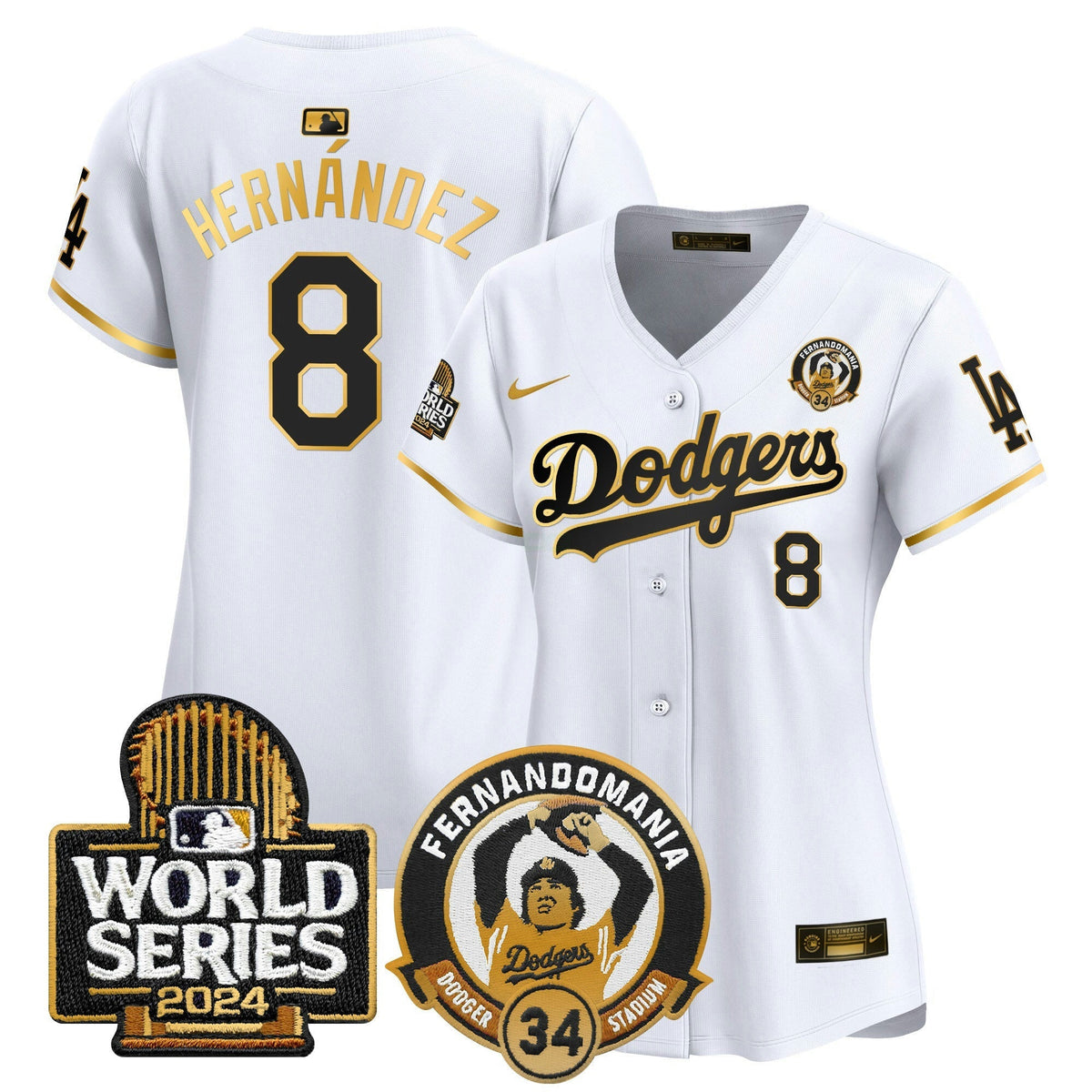 MLB Women’s Fernando Valenzuela & 2024 World Series Patch Vapor Premier Limited Jersey