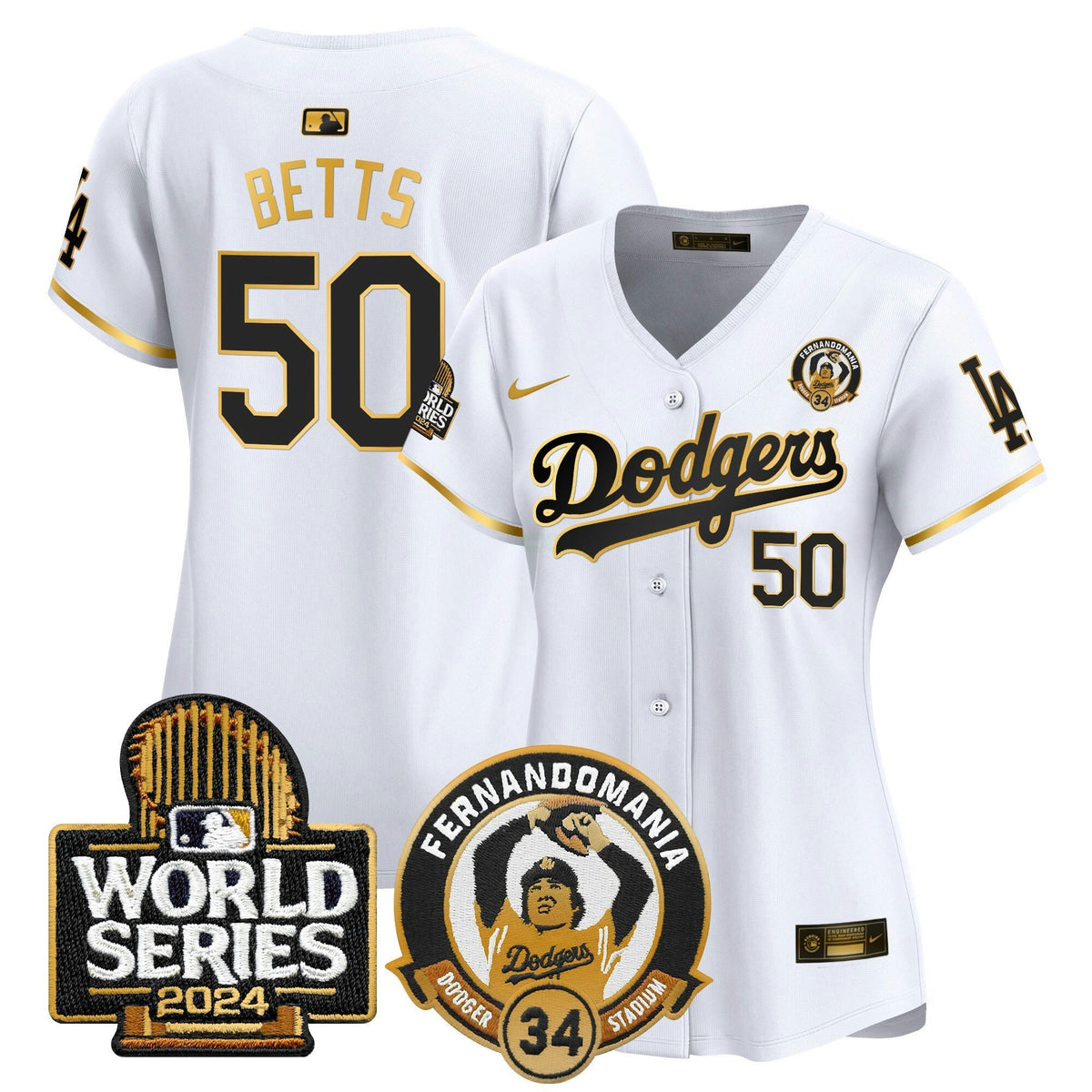 MLB Women’s Fernando Valenzuela & 2024 World Series Patch Vapor Premier Limited Jersey