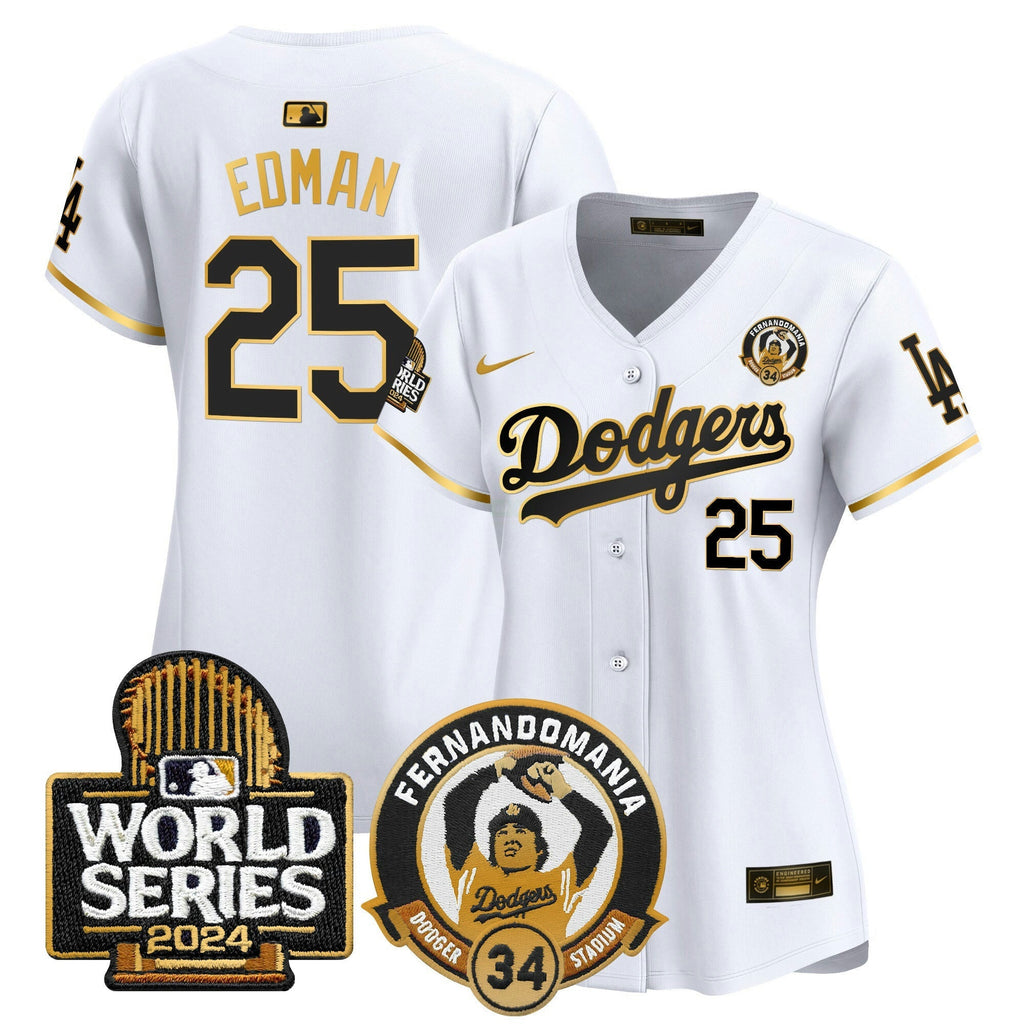 MLB Women’s Fernando Valenzuela & 2024 World Series Patch Vapor Premier Limited Jersey