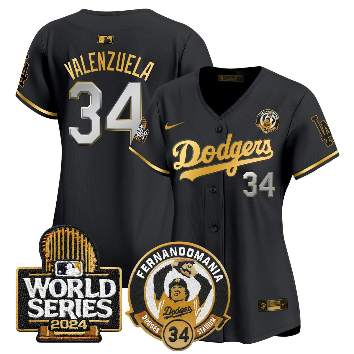 MLB Women’s Fernando Valenzuela & 2024 World Series Patch Vapor Premier Limited Jersey