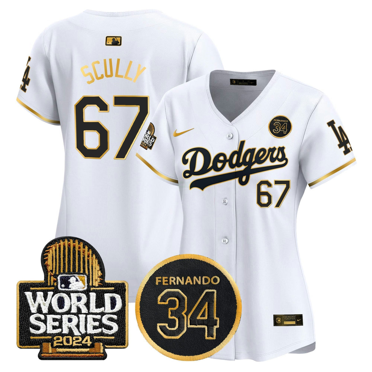 MLB Women’s Fernando Valenzuela Memorial & 2024 World Series Patch Vapor Premier Limited Jersey