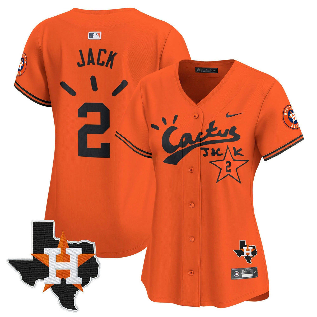 MLB Women’s Houston Cactus Jack Patch Vapor Premier Limited Jersey V10 – Stitched