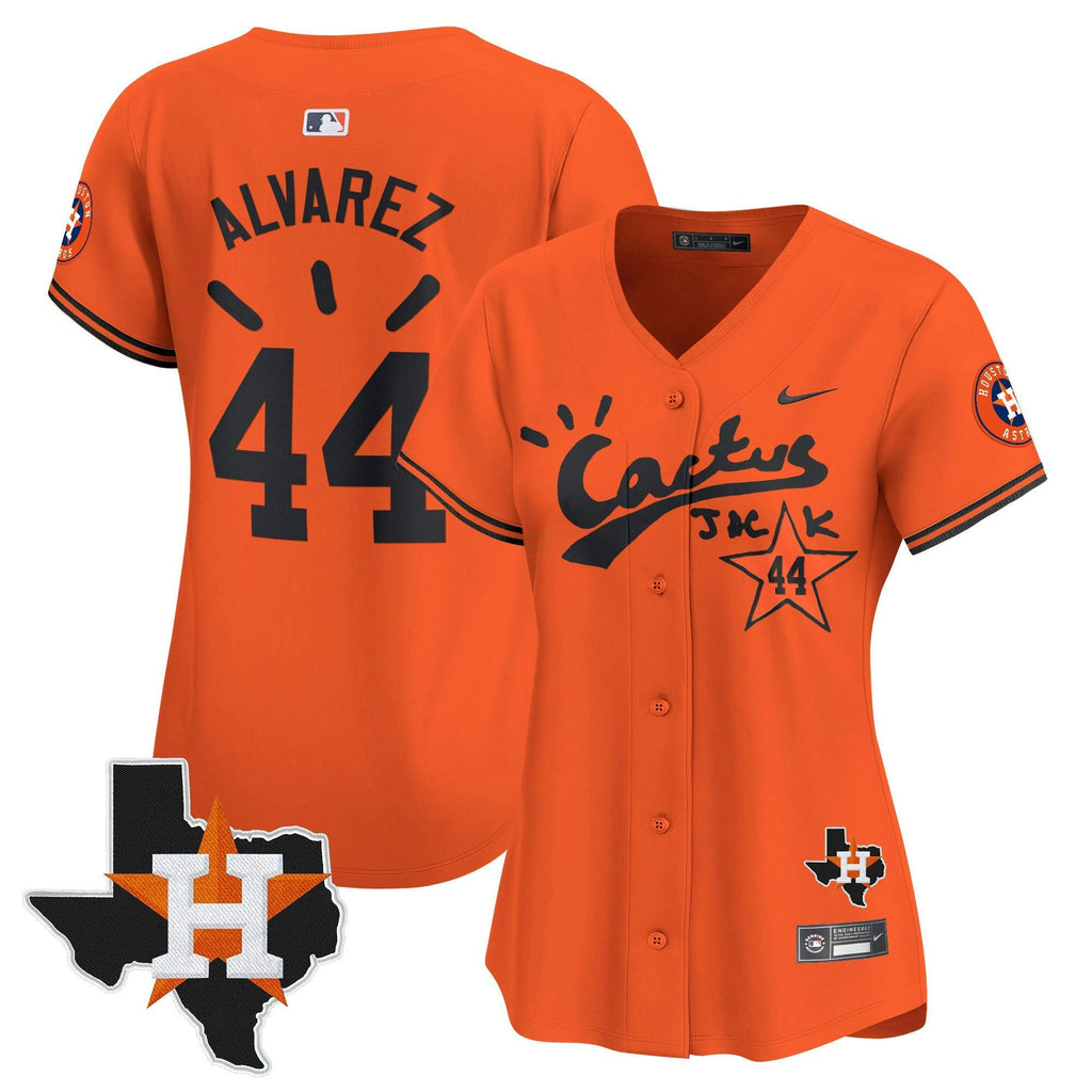 MLB Women’s Houston Cactus Jack Patch Vapor Premier Limited Jersey V10 – Stitched