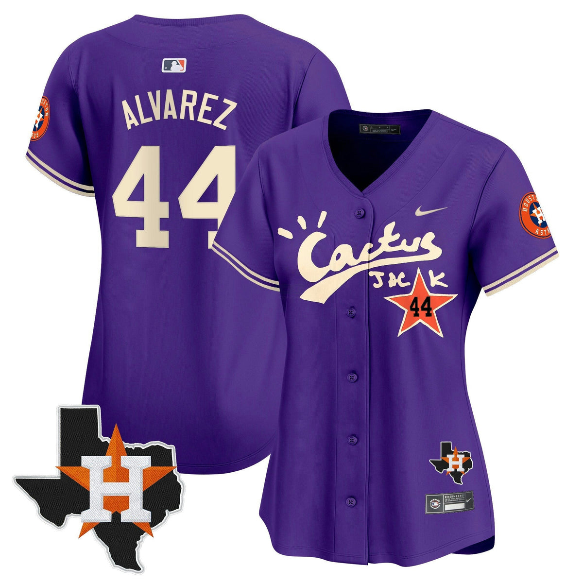 MLB Women’s Houston Cactus Jack Patch Vapor Premier Limited Jersey V11 – Stitched