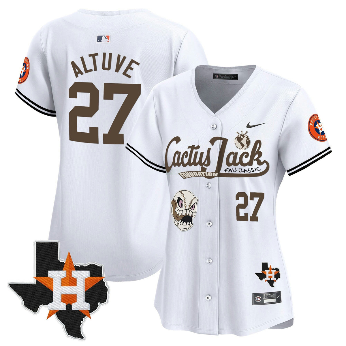 MLB Women’s Houston Cactus Jack Patch Vapor Premier Limited Jersey V8 – Stitched