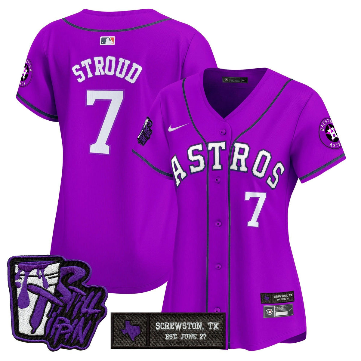 MLB Women’s Houston DJ Screw Still Tippin Purple Patch Vapor Premier Limited Jersey