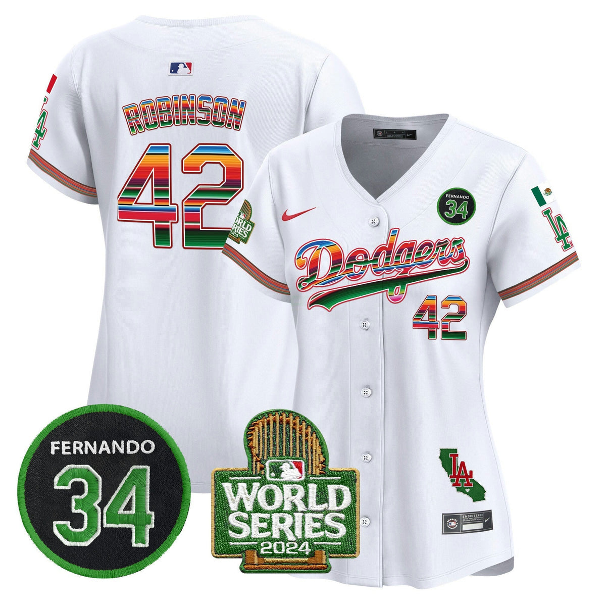 MLB Women’s Mexico Fernando Memorial & 2024 World Series Patch Vapor Premier Limited Jersey