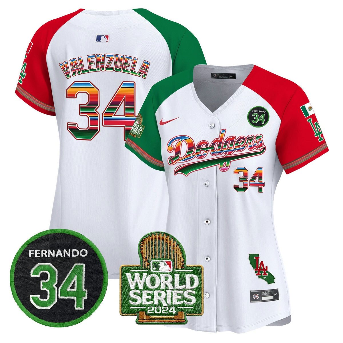 MLB Women’s Mexico Fernando Memorial & 2024 World Series Patch Vapor Premier Limited Jersey