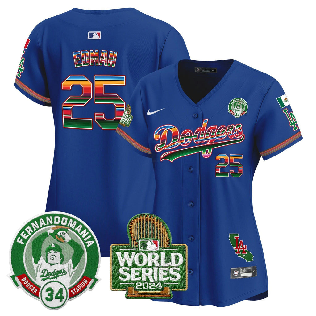 MLB Women’s Mexico Fernando Valenzuela & 2024 World Series Patch Vapor Premier Limited Jersey