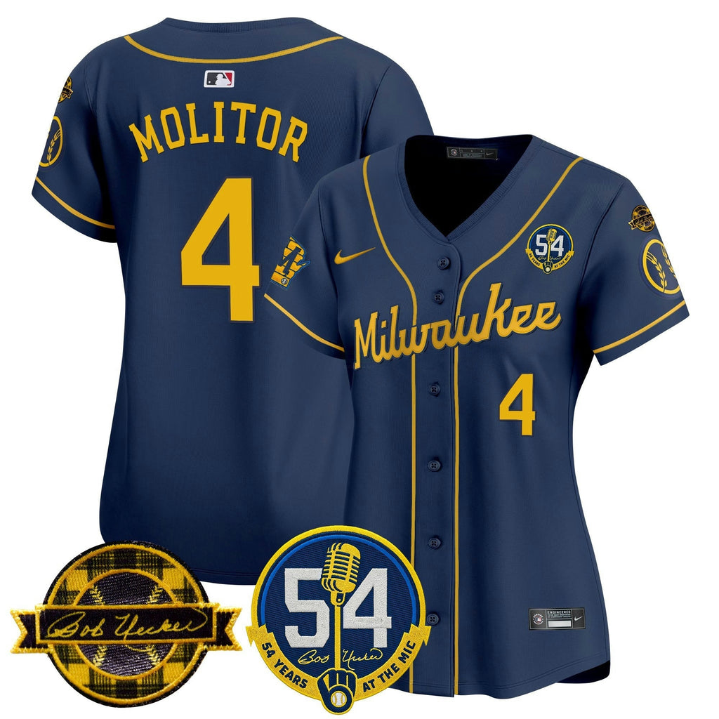 MLB Women’s Milwaukee ‘Bob Uecker – 54 Seasons for ’ Vapor Premier Limited Jersey
