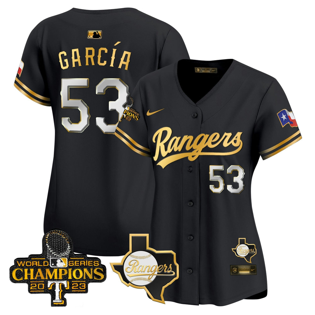 MLB Women’s Texas 2023 World Series Champions Gold Trim Vapor Premier Limited Jersey V2