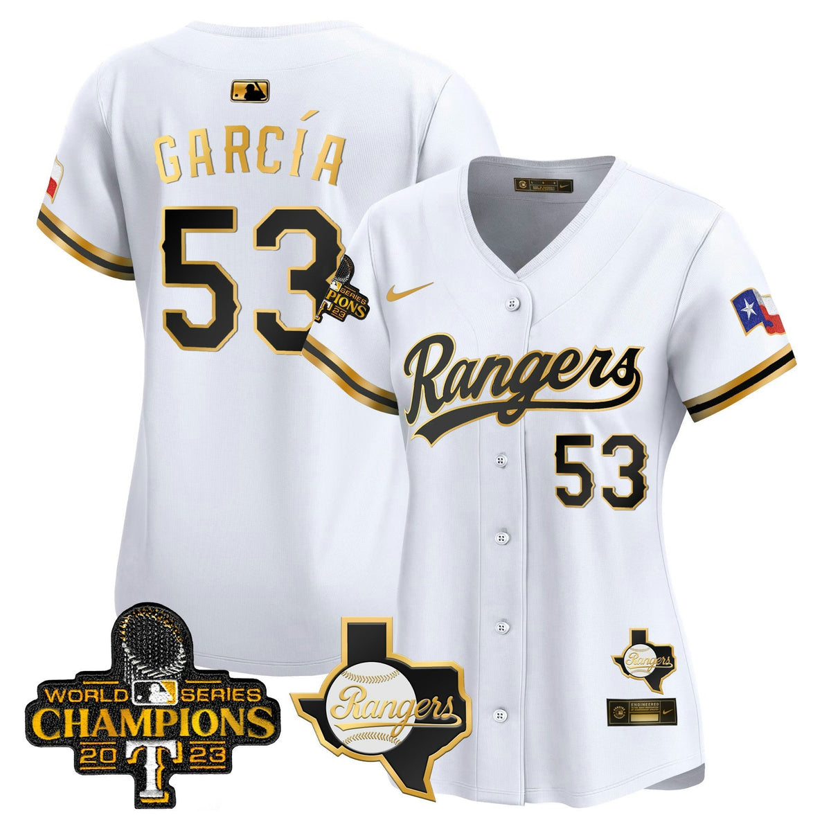 MLB Women’s Texas 2023 World Series Champions Gold Trim Vapor Premier Limited Jersey V2